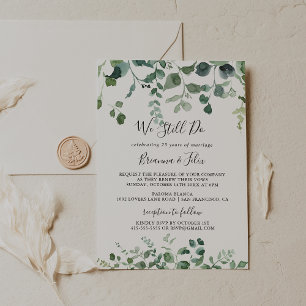 Wir erneuern noch immer Vow Script Green Foliage Einladung
