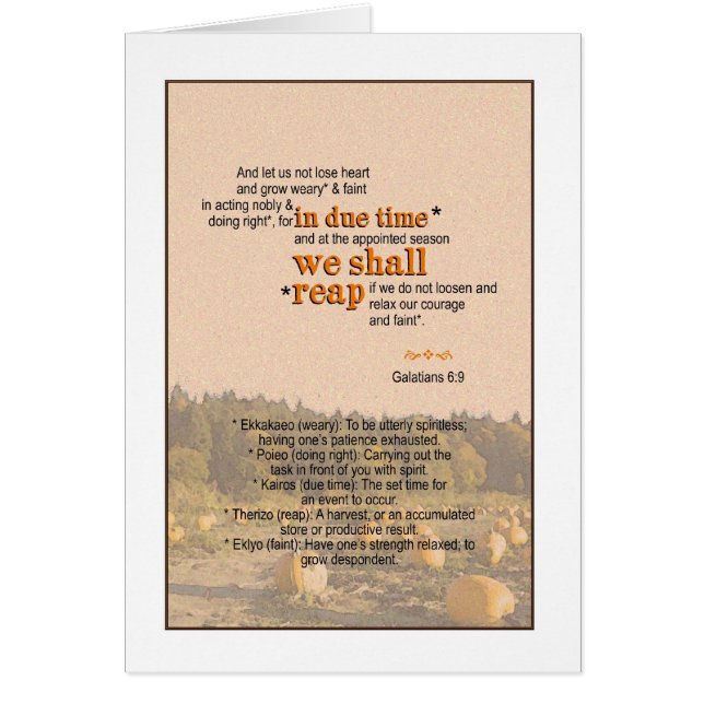 Wir ernten - Galatian 6:9 (Vorne)