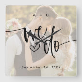 Wir erstellen ein Skript für ein Foto zur Hochzeit Quadratische Wanduhr (Vorderseite)