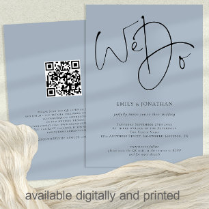 Wir erstellen Skript Dusty Blue QR-Code Hochzeit Einladung
