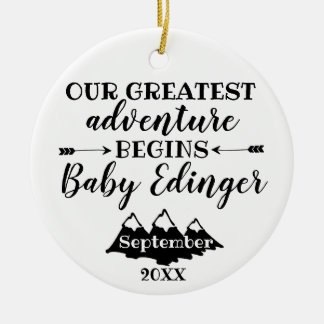 Wir erwarten Baby Announcement Keramik Ornament