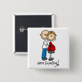 Wir erwarten Babyt-shirts und -geschenke Button (Vorne & Hinten)