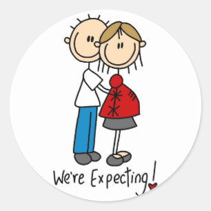 Wir erwarten Babyt-shirts und -geschenke Runder Aufkleber