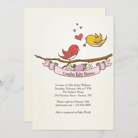 Wir erwarten, dass eine Mädchen-Paar-Babyparty Einladung (Vorne/Hinten)