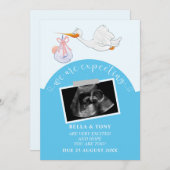 Wir erwarten die Blue Pregnancy Sonogram Card Einladung (Vorne/Hinten)