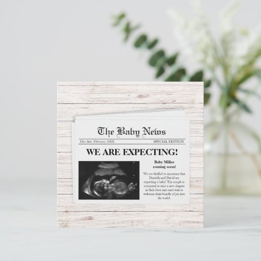 Wir erwarten die Schwangerschaft des Fotos in der Ankündigung (Stehend Vorderseite)