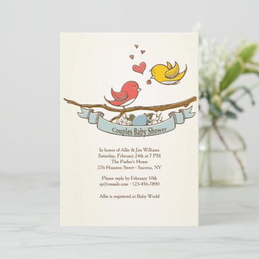 Wir erwarten eine Einladung für Paare mit Babydusc (Stehend Vorderseite)