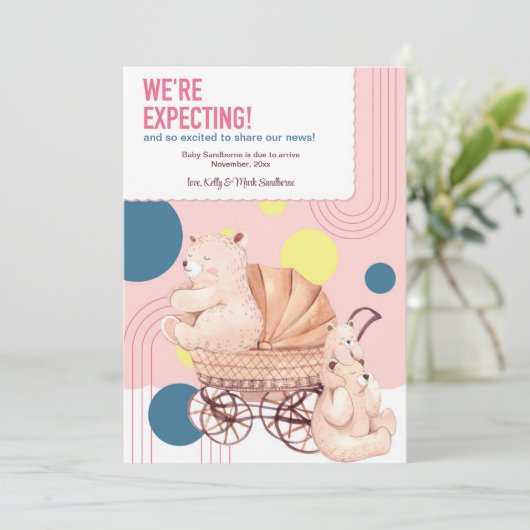 Wir erwarten eine Schwangerschaftsankündigung Einladung (Stehend Vorderseite)