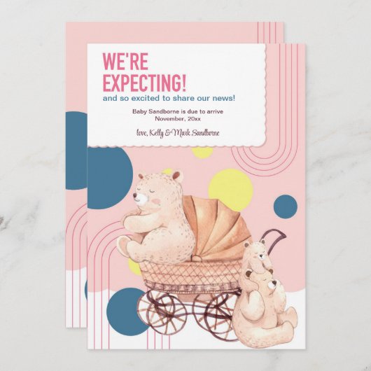 Wir erwarten eine Schwangerschaftsankündigung Einladung (Vorne/Hinten)