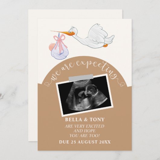 Wir erwarten eine Sonogramm-Karte für braune Schwa Einladung (Vorne/Hinten)