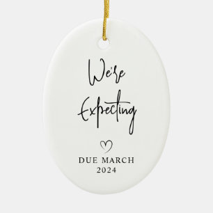 Wir erwarten Eltern Foto Baby voraussichtlich 2024 Keramik Ornament