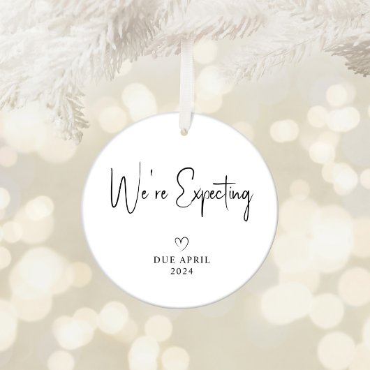 Wir erwarten ElternBaby Foto Due 2024 Keramik Ornament