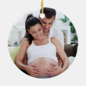 Wir erwarten ElternBaby Foto Due 2024 Keramik Ornament (Hinten)