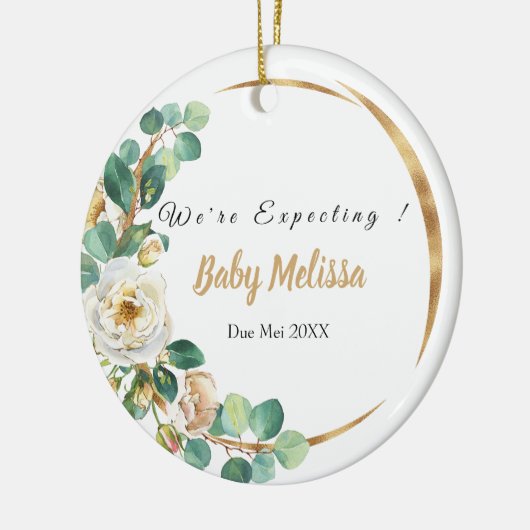 Wir erwarten Elternschmuck Keramik Ornament (Links)