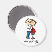 Wir erwarten! Schwangere Strichmännchen Magnet (Vorderseite/Rückseite)