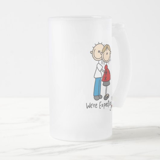 Wir erwarten! Schwangere Strichmännchen-Tasse Mattglas Bierglas (VorderseiteRechts)