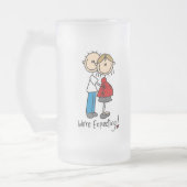 Wir erwarten! Schwangere Strichmännchen-Tasse Mattglas Bierglas (Links)