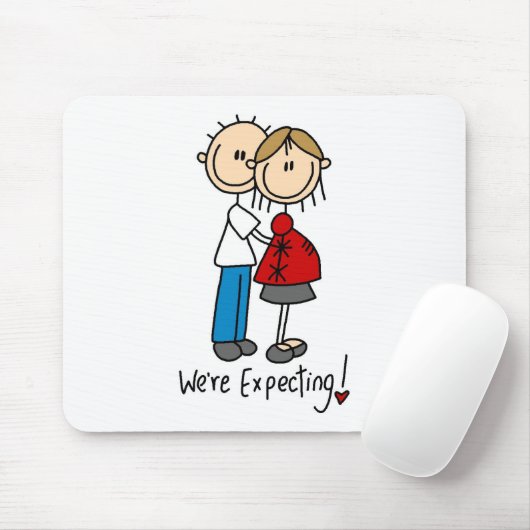 Wir erwarten! Schwangeres Strichmännchen Mousepad (Mit Mouse)