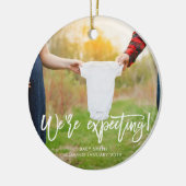 Wir erwarten Schwangerschafts-Mitteilung Keramik Ornament (Links)