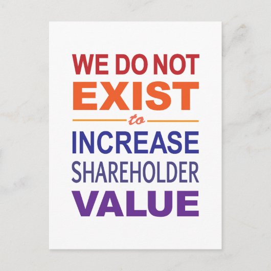 Wir existieren nicht für Aktionäre Postkarte (Vorderseite)