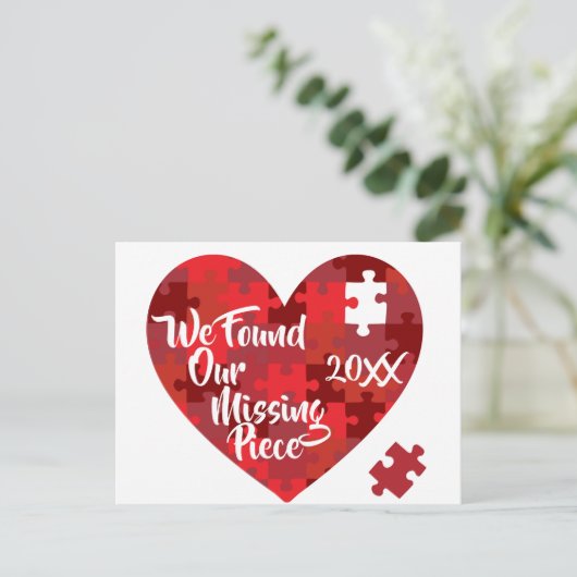 Wir fanden unser Vermisstes Stück - Puzzle Herz Postkarte (Stehend Vorderseite)