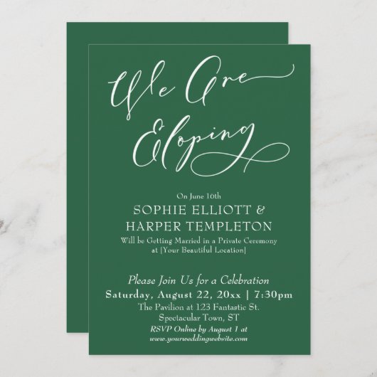 Wir feiern am Ende eine einfache Leaf-Grünfeier Einladung (Vorne/Hinten)