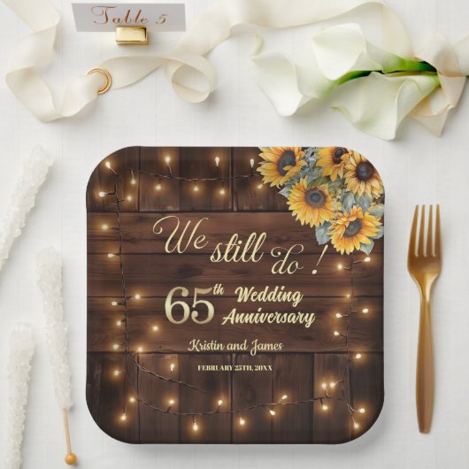 Wir feiern noch 65. Hochzeitstag Lichterkette Pappteller (Hochzeit)