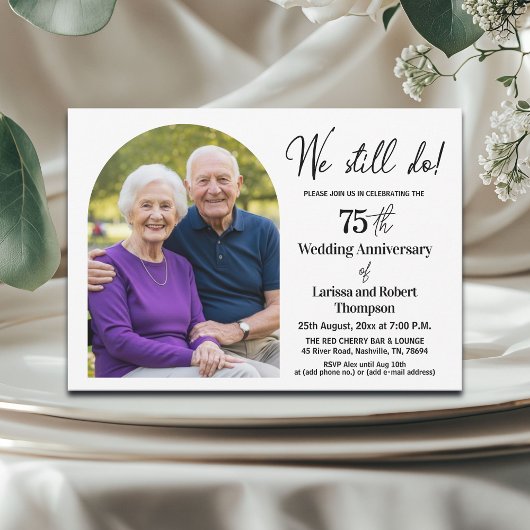 Wir feiern noch - Foto zum 75. Hochzeitstag Einladung