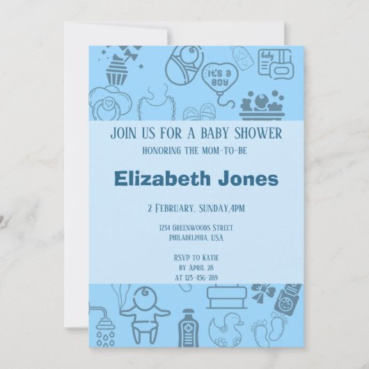 "Wir feiern unseren kleinen Prinzen auf dem Weg Einladung (Vorderseite)