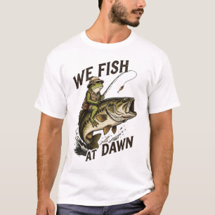 Wir Fischen Bei Morgengrauen Frosch Kunst Vintage T-Shirt
