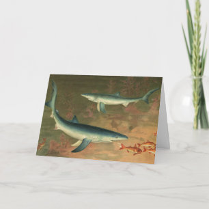 Wir fischen dir frohe Weihnachten, Vintage Blauhai Feiertagskarte