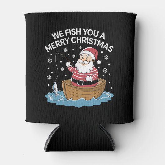 Wir fischen euch ein frohe Weihnachtsfischer Dosenkühler (Vorderseite)