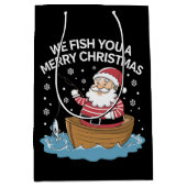 Wir fischen euch ein frohe Weihnachtsfischer Mittlere Geschenktüte (Vorderseite)