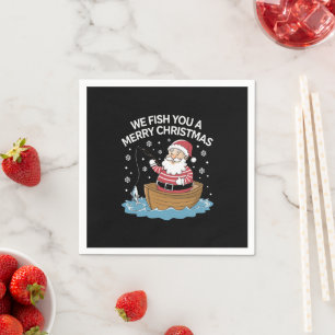 Wir fischen Ihnen ein frohes Weihnachten Fischer A Serviette