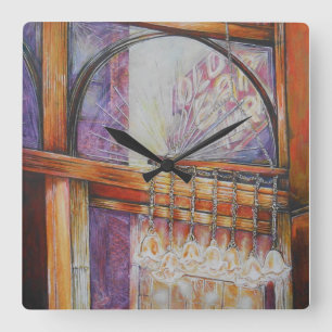 Wir fliegen alle durch das gleiche Licht. Quadratische Wanduhr