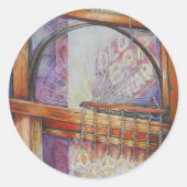 Wir fliegen alle durch das gleiche Licht. Runder Aufkleber (Vorderseite)