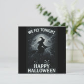 Wir fliegen heute Abend Platin/Schwarzes Halloween Einladung (Stehend Vorderseite)