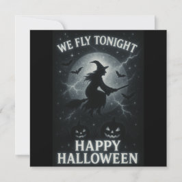 Wir fliegen heute Abend Platin/Schwarzes Halloween Einladung
