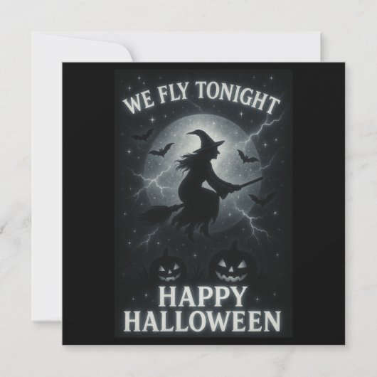 Wir fliegen heute Abend Platinum/Schwarzes Hallowe Karte (Vorderseite)