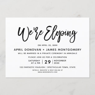 Wir fliehen Typografie Hochzeits-Einladung Einladung