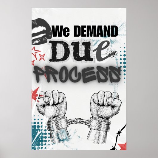 Wir fordern DUE-PROZESS - Protestpos nach Graffiti Poster (Vorne)