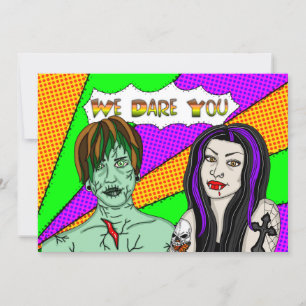 Wir fordern Euch heraus   Halloween Party Einladun Einladung