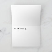 Wir freuen uns, die sichere Ankunft von Ankündigung (Innenseite)