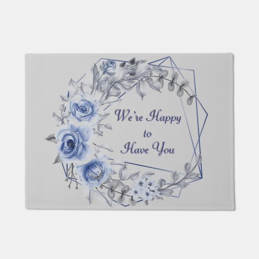 Wir freuen uns, Sie vor der Tür zu haben Fußmatte (Vorderseite)