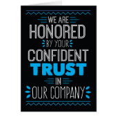 Wir fühlen uns von Ihrem Vertrauen in unser Untern (Vorne)