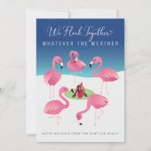 Wir fühlen uns zusammen Pink Flamingos Weihnachtsf Karte (Vorderseite)