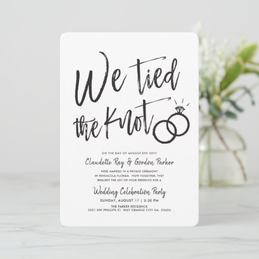 Wir geben dem Knoten| Skript| Post Hochzeitsfeier Einladung (Stehend Vorderseite)