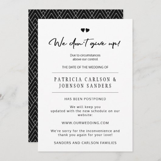 Wir geben die verspätete Hochzeitsankündigung nich Einladung (Vorne/Hinten)