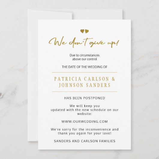 Wir geben die verspätete Hochzeitsankündigung nich Einladung (Vorderseite)