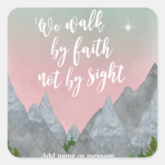 Wir gehen durch Glauben und nicht durch sehenswert Quadratischer Aufkleber (Vorderseite)